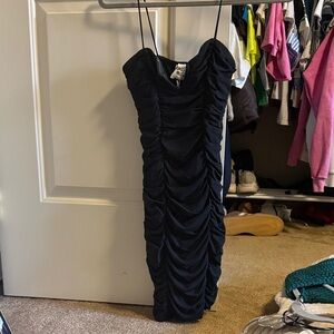 Princess Polly Black Strapless Ruched Dress